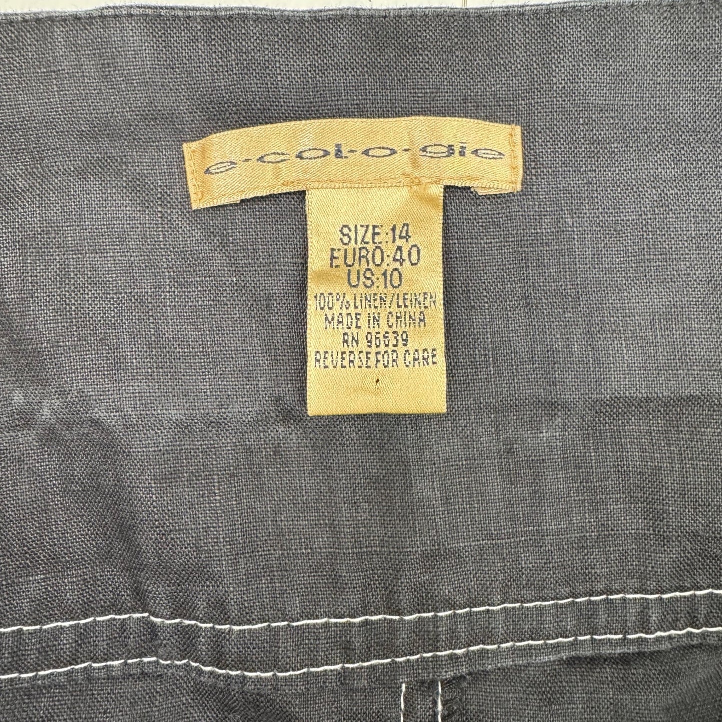 Y2K vintage 100% linen maxi skirt a line archive contrast stitch buckle