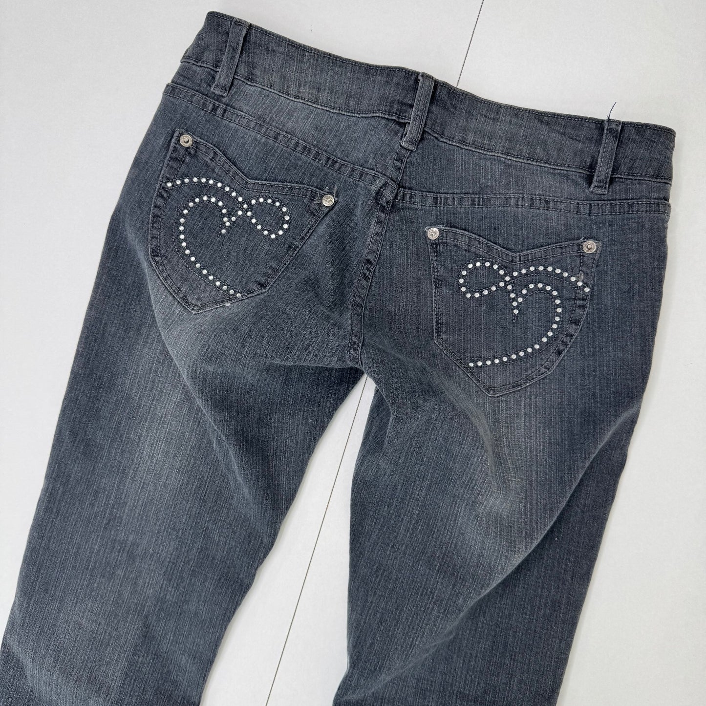 Vintage Jane Norman low rise denim jeans skinny stretchy rhinestone