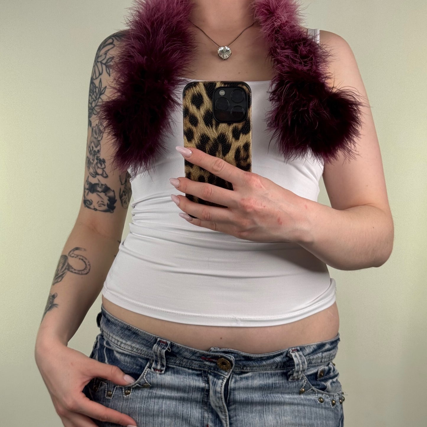 Y2K vintage feather scarf purple two tone ombre skinny thin
