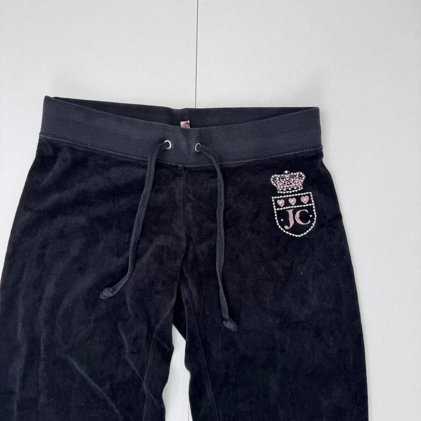 Y2K vintage Juicy Couture joggers tracksuit bottoms low rise flare rhinestone