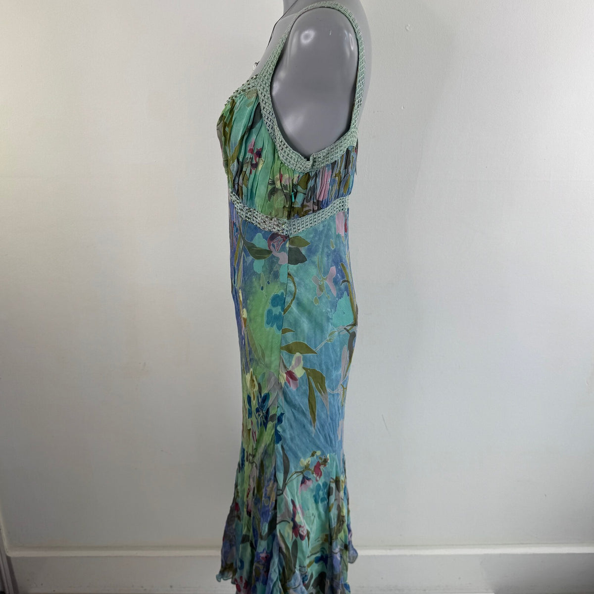 Y2K vintage Per Una maxi dress fairy floral beaded a line beaded rhinestone gems