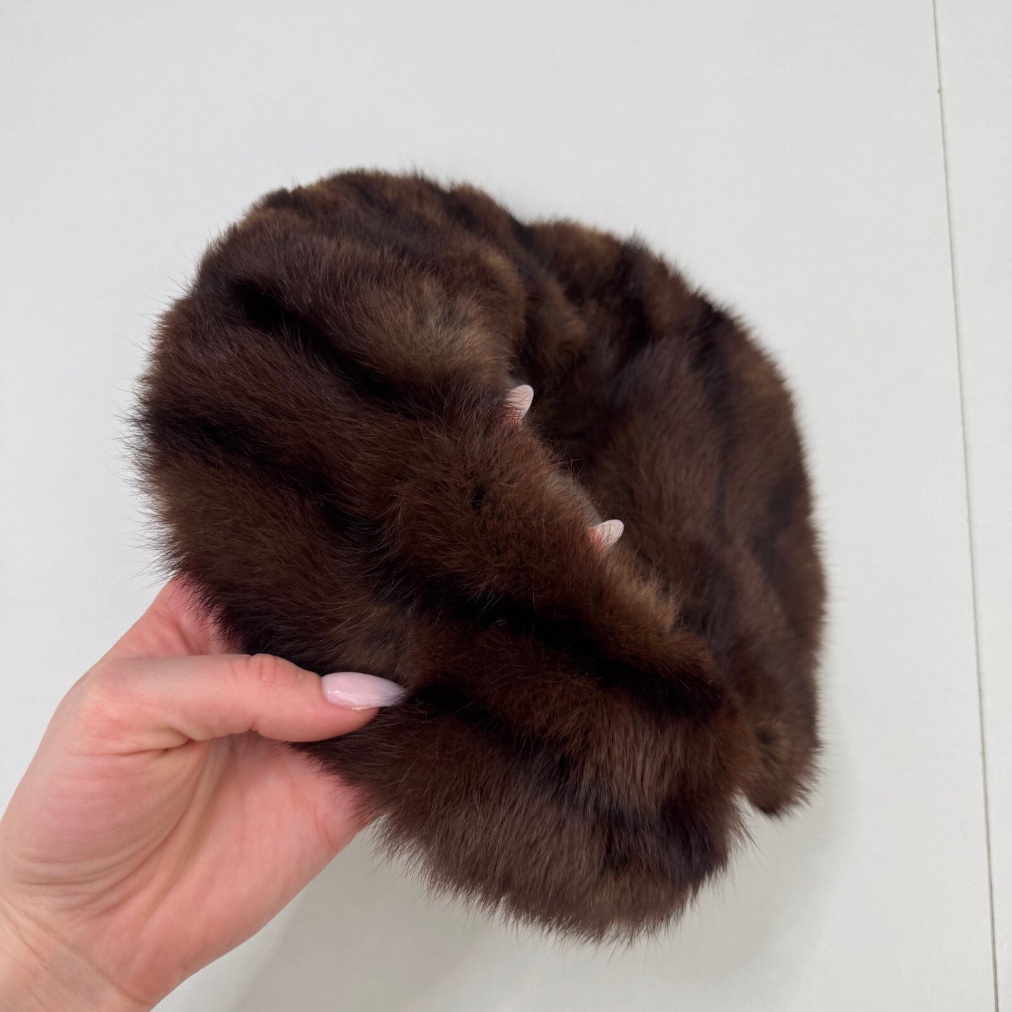 Vintage genuine fur collar trim scarf brown stripe