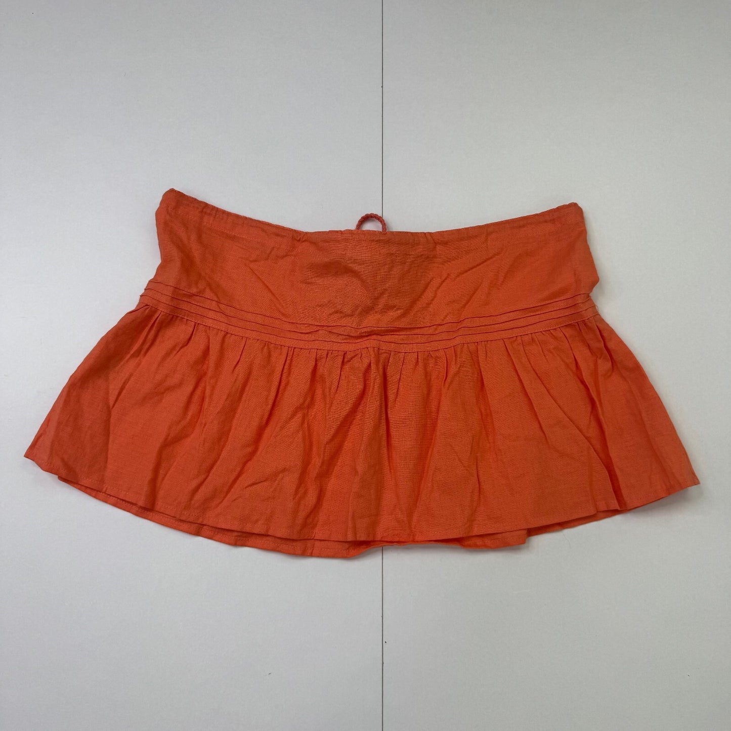 Y2K vintage mini skirt linen blend low rise rara short bow bead orange summer