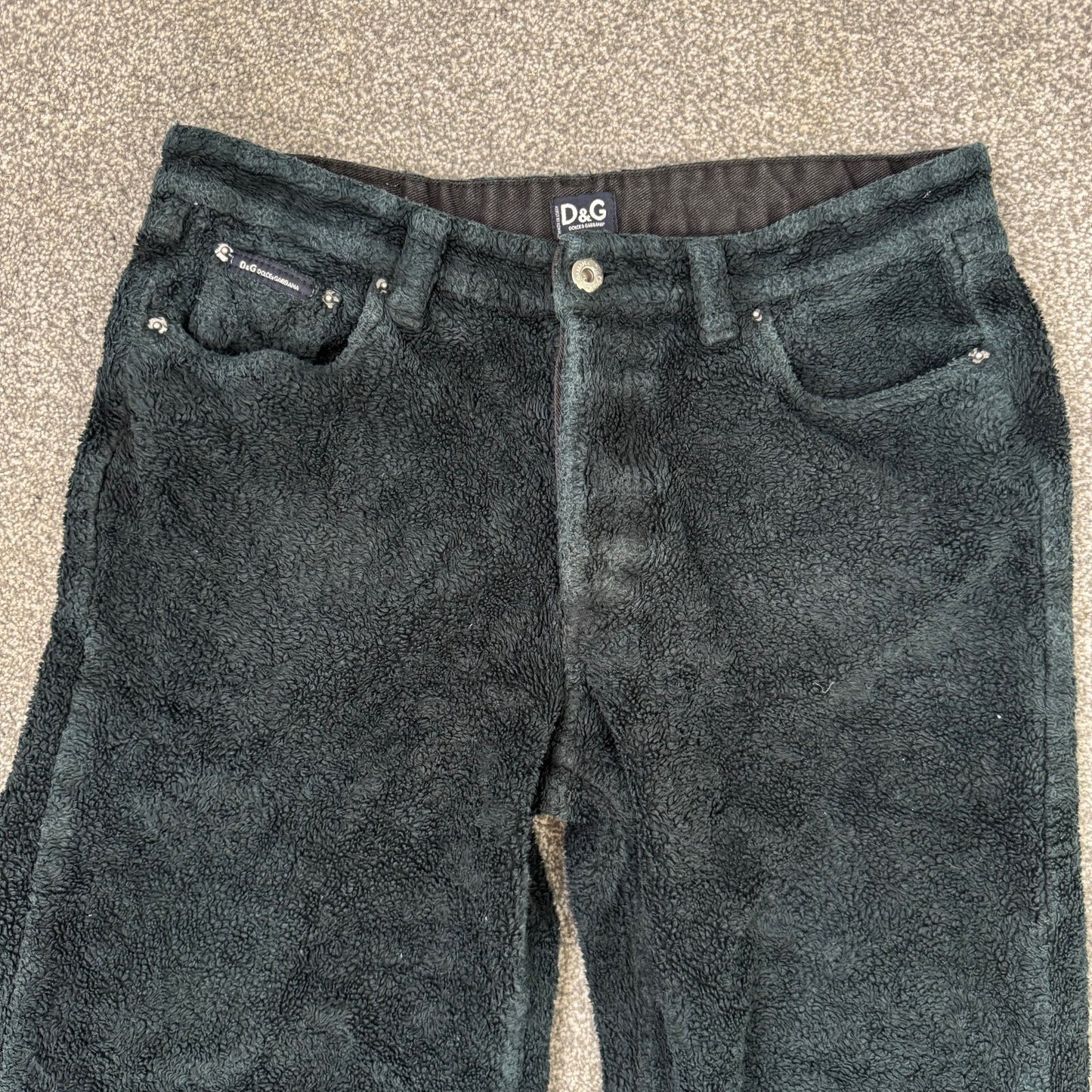 Vintage Dolce & Gabbana trousers fleece teddy straight leg baggy fluffy