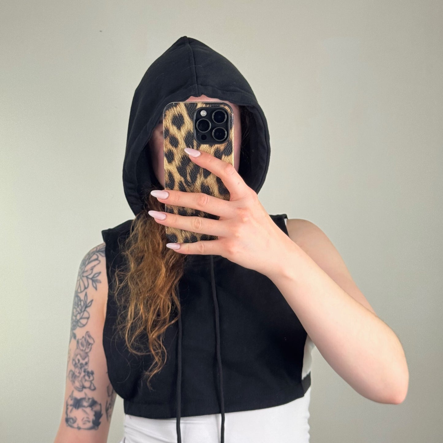 Alexander Wang cropped hoodie drawstring sleeveless pullover black