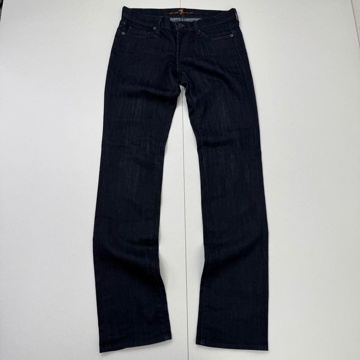 Y2K vintage low rise straight leg jeans dark blue denim skull embroidered