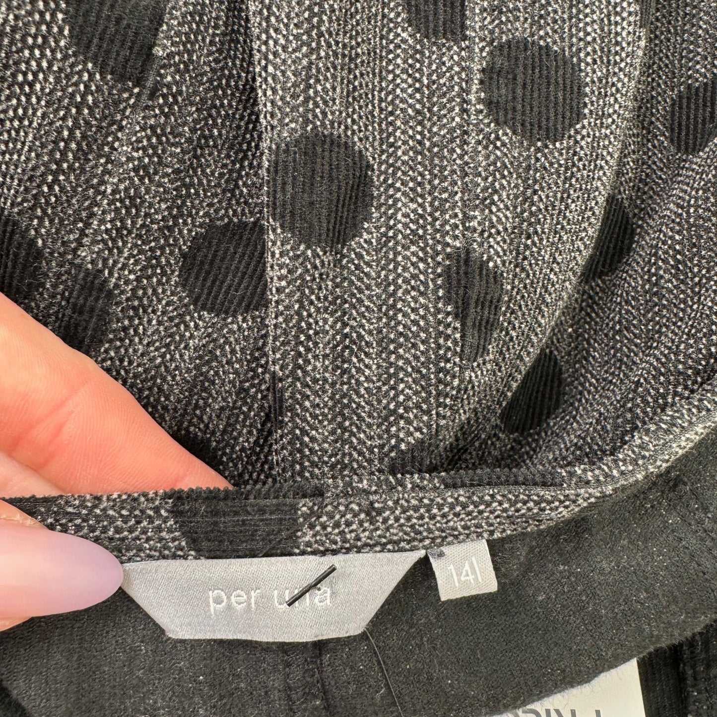 Y2K vintage Per Una maxi skirt polka dot cotton a line gathered grey black