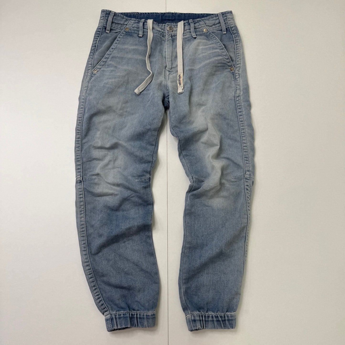 Y2K vintage True Religion denim joggers tracksuit bottoms drawstring light blue