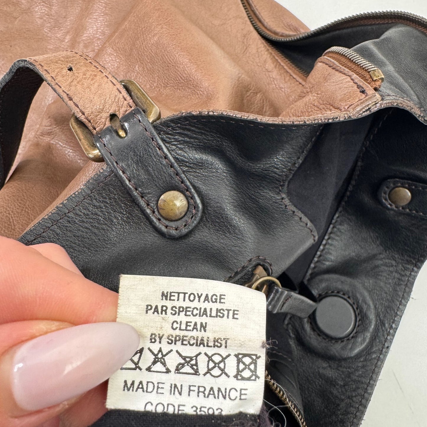 Vintage Gerard Darel Genuine Leather Large Shoulder Tote Bag Buckle Slouchy Boho