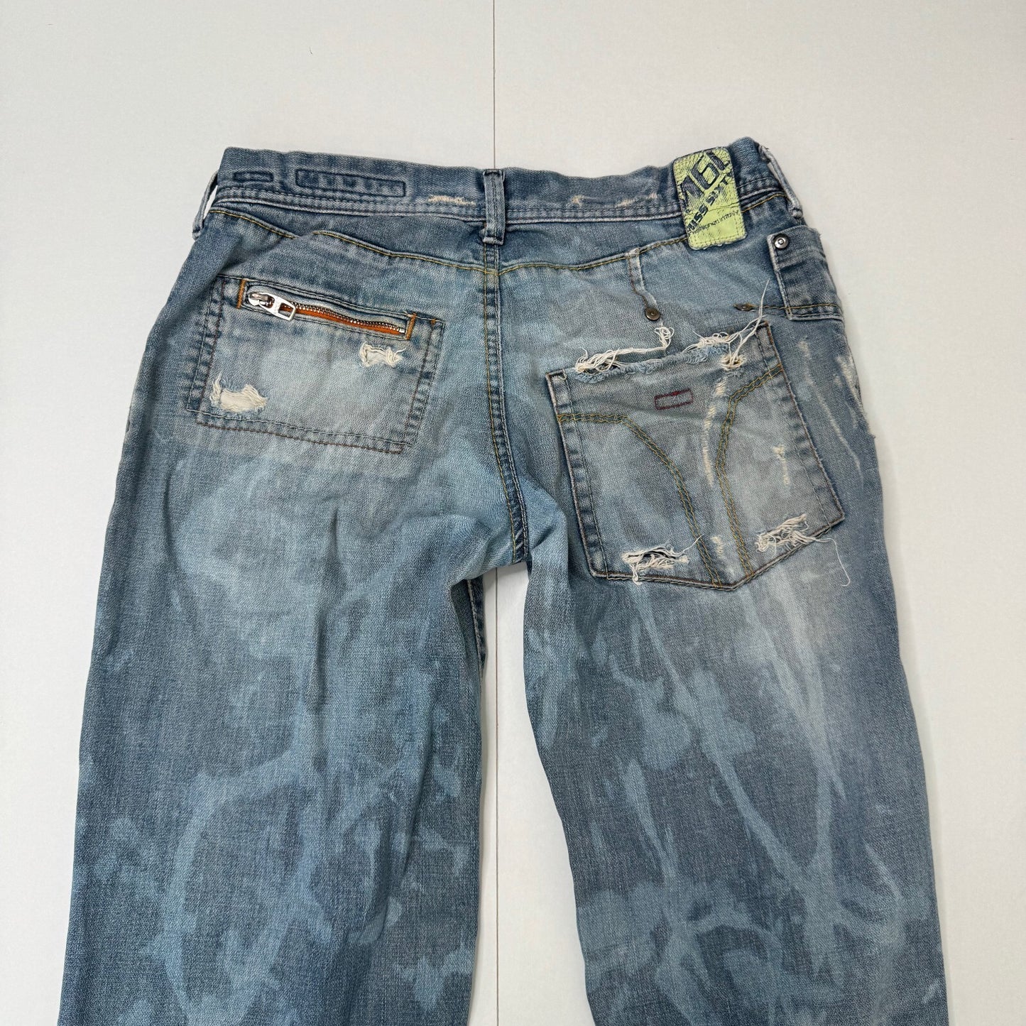 Y2K vintage Miss Sixty bootcut denim jeans low rise distressed baggy fit