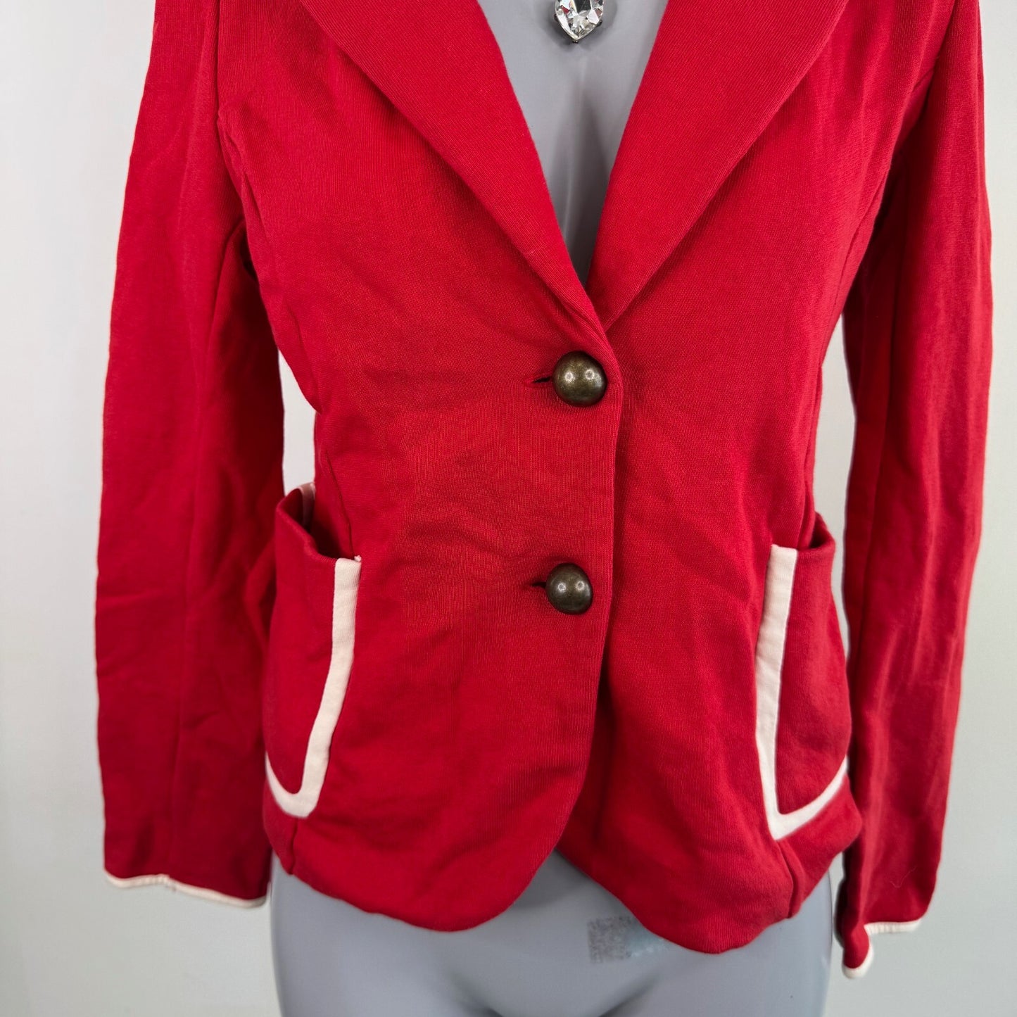 Y2K vintage button up jacket blazer tailored smart office v neck contrast suit