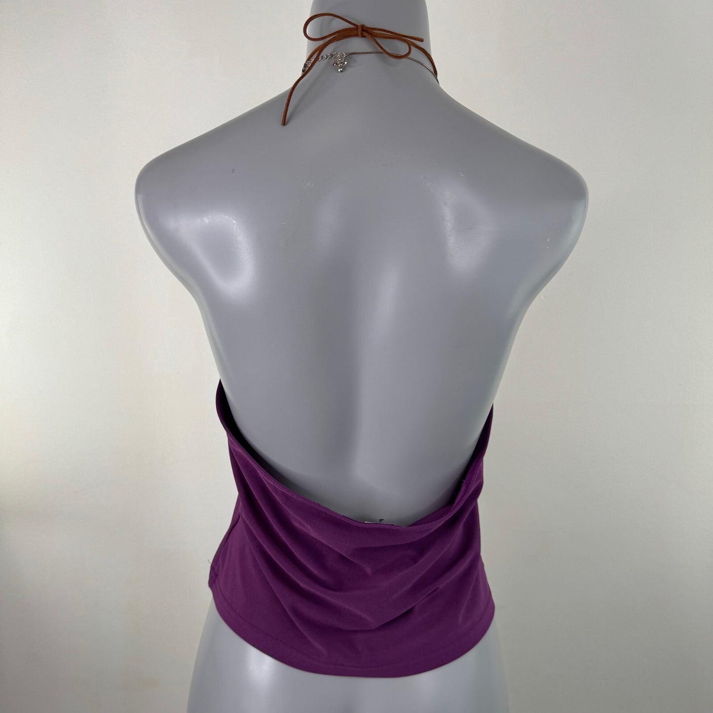 Y2K vintage Bay halter neck top sequin fitted slinky purple clubbing festival