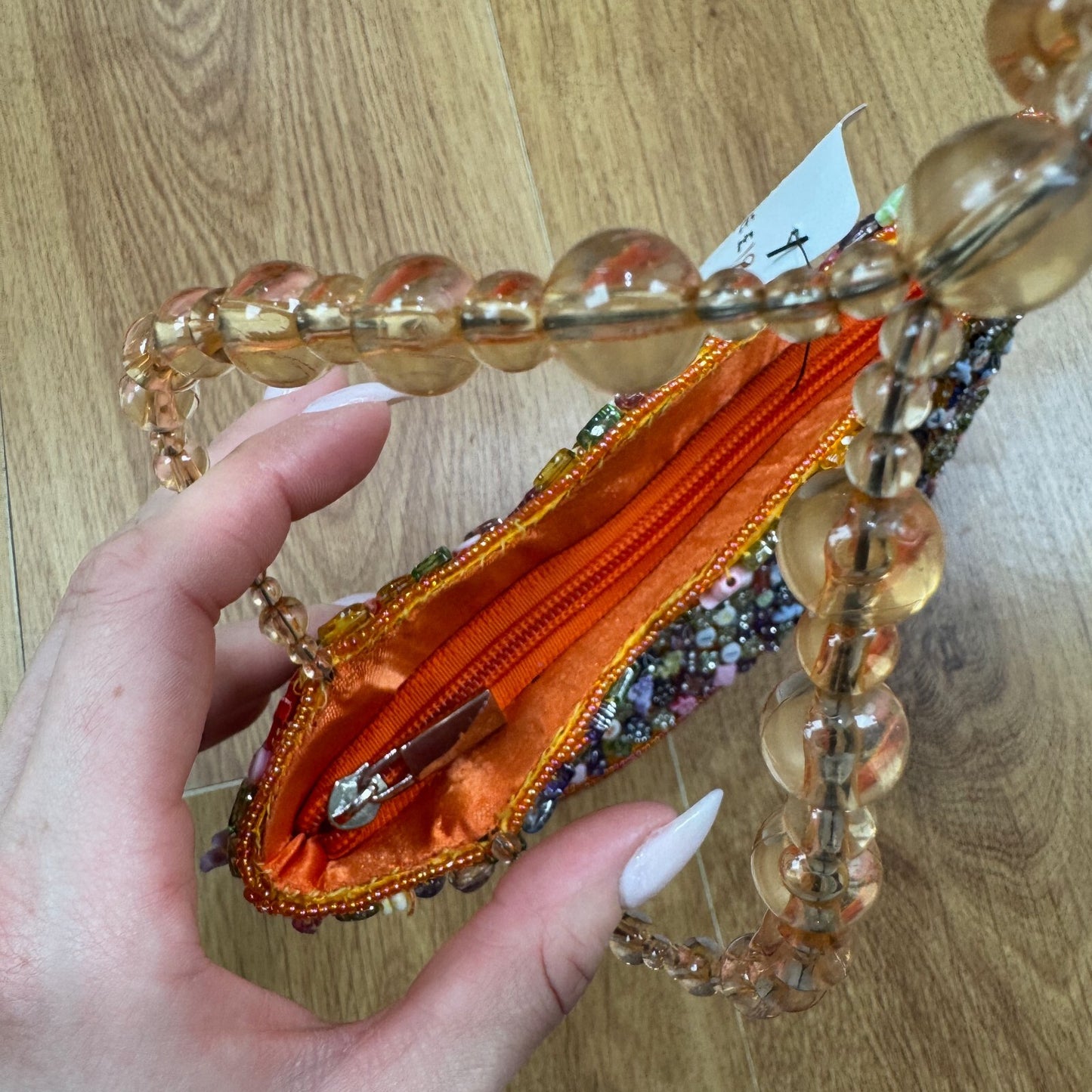 Y2K vintage handbag beaded embellished orange multi