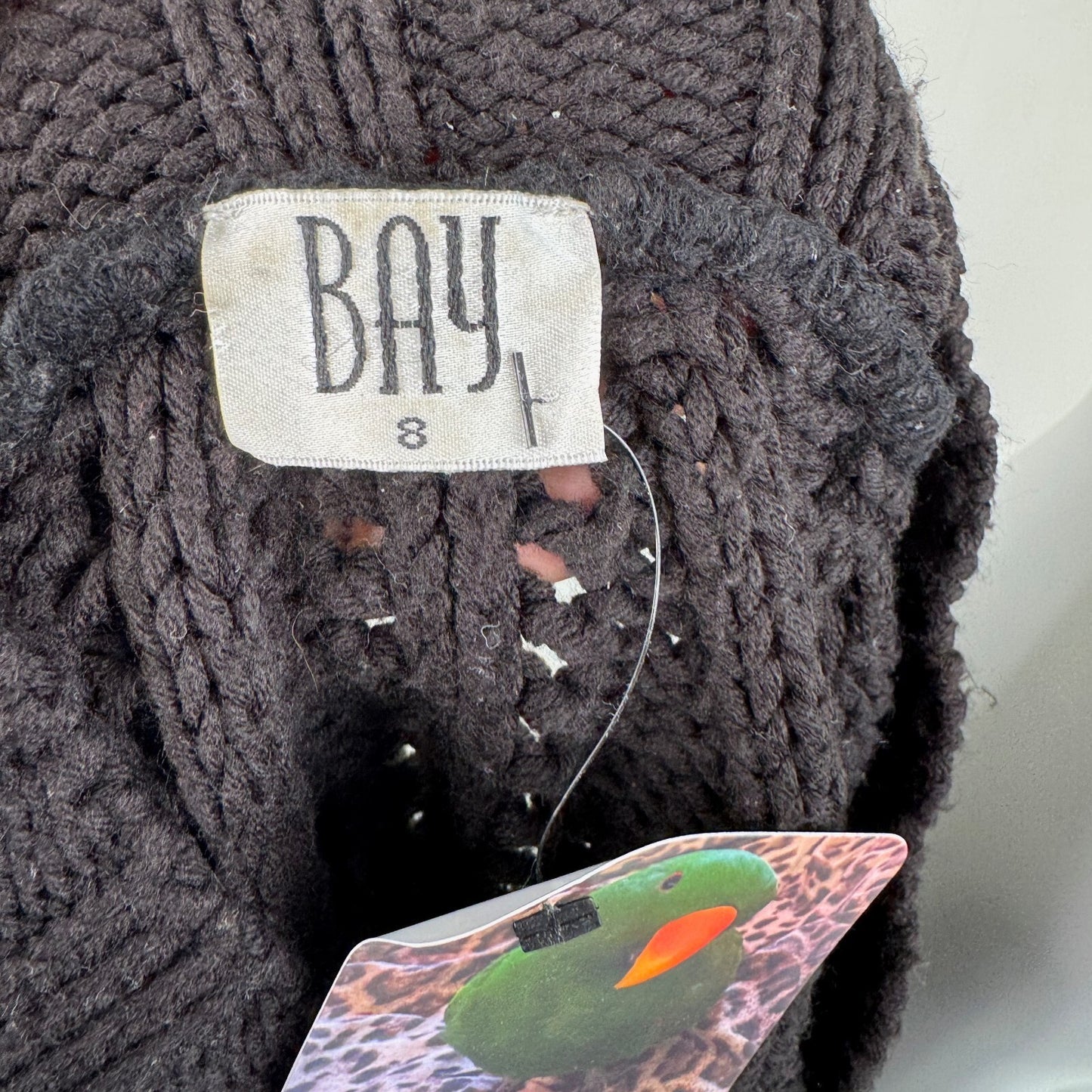 Y2K vintage Bay cardigan crop v neck chunky cable knit square button up black