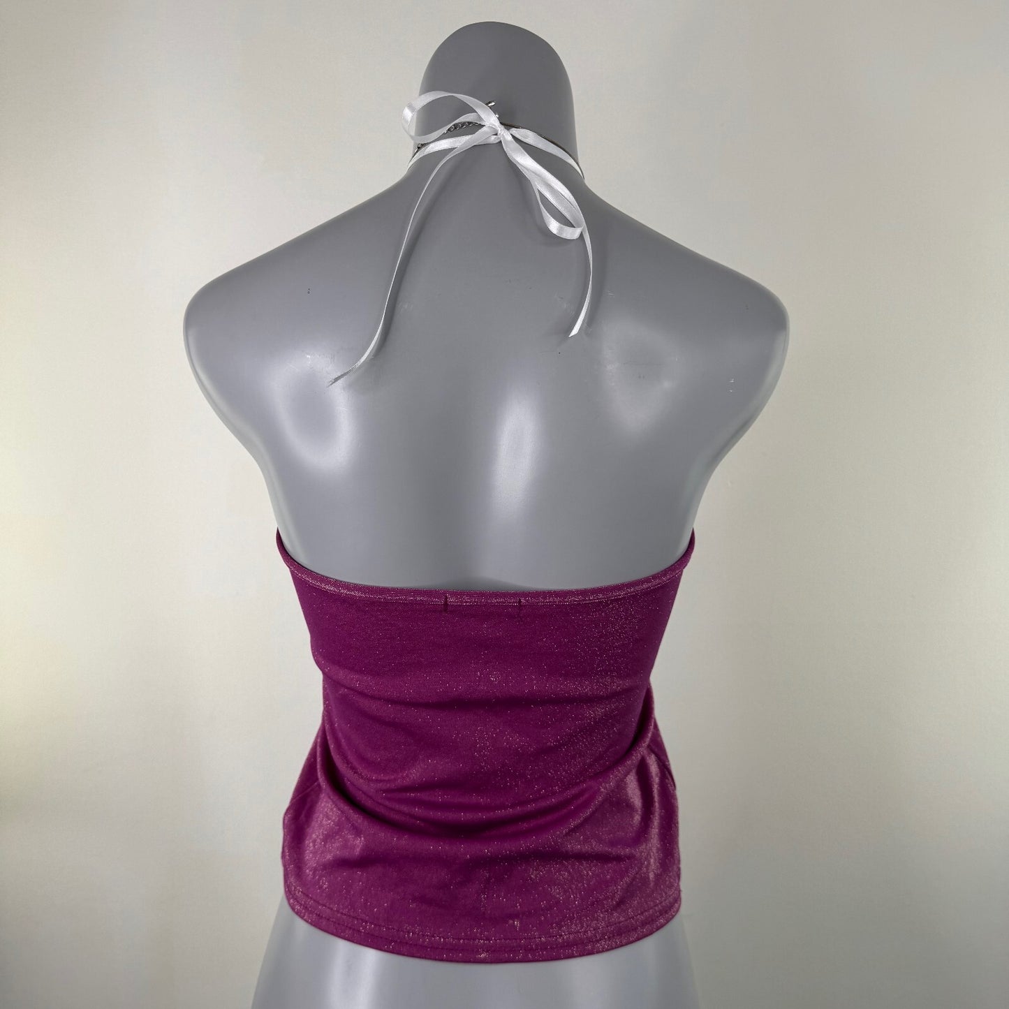 Y2K vintage halter neck top sparkly glitter stretchy fitted party clubbing