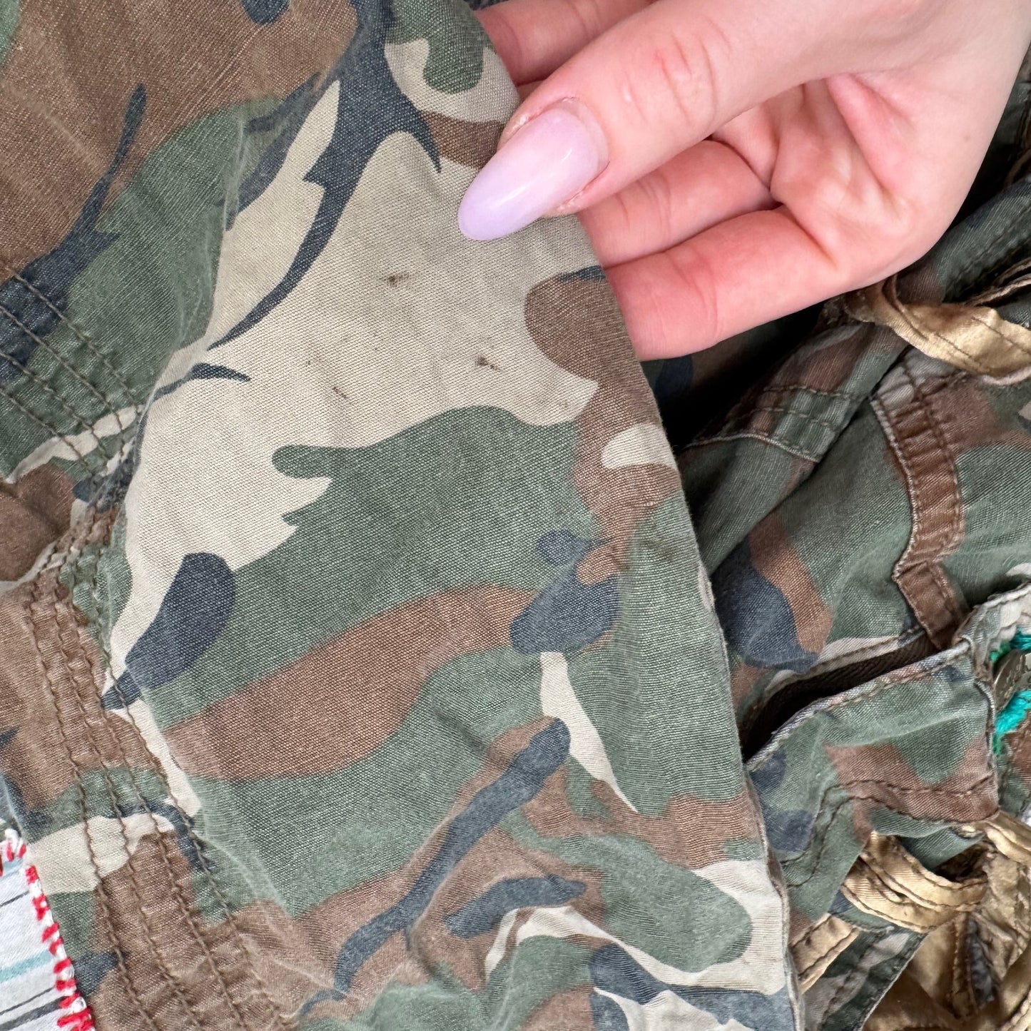 Y2K vintage Punkyfish cargo trousers baggy embroidered low rise camo patchwork