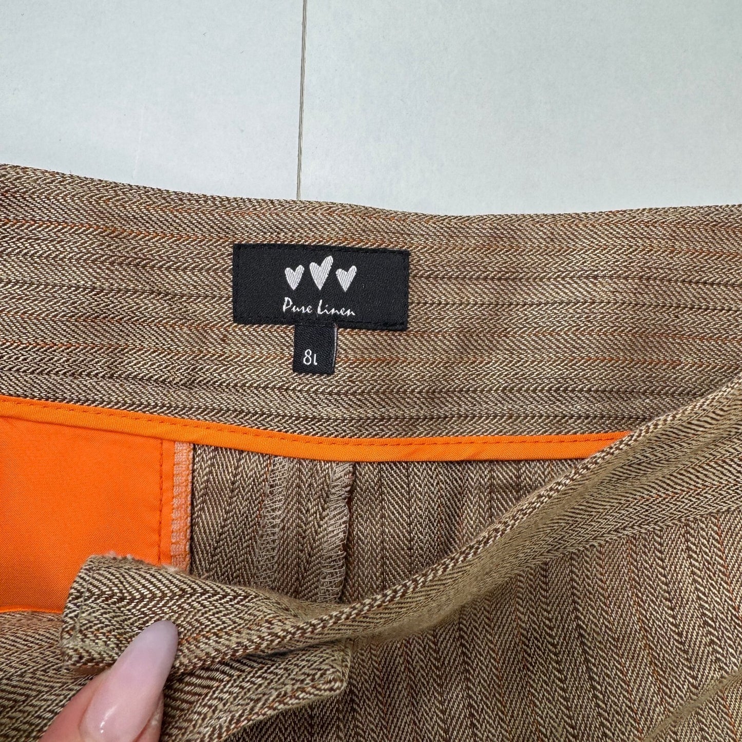 Y2K vintage capri trousers cropped linen pinstripe buttons stripe tailored