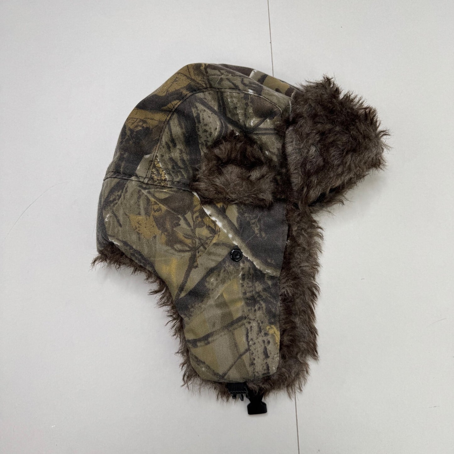 Y2K vintage trapper hat faux fur trim camo print unisex