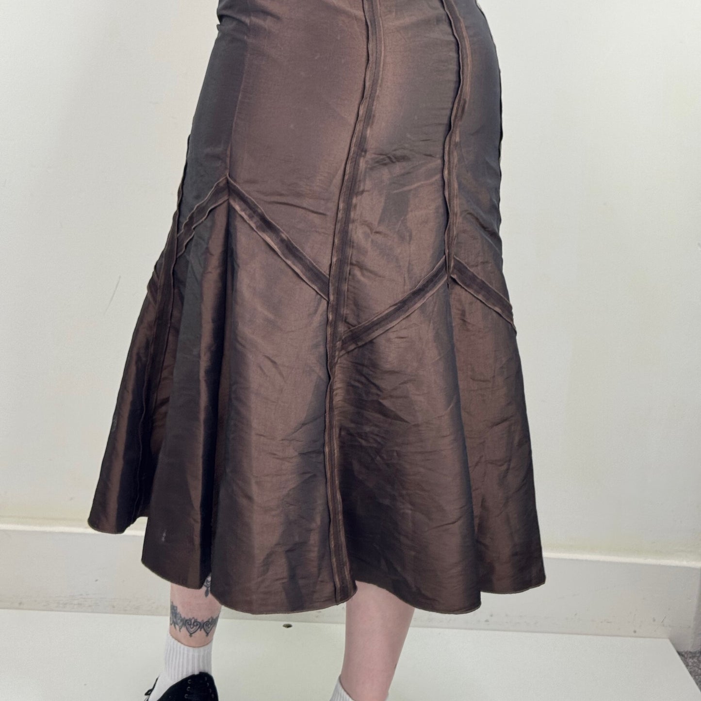 Y2K vintage Per Una midi skirt a line shiny stitch flowy boho