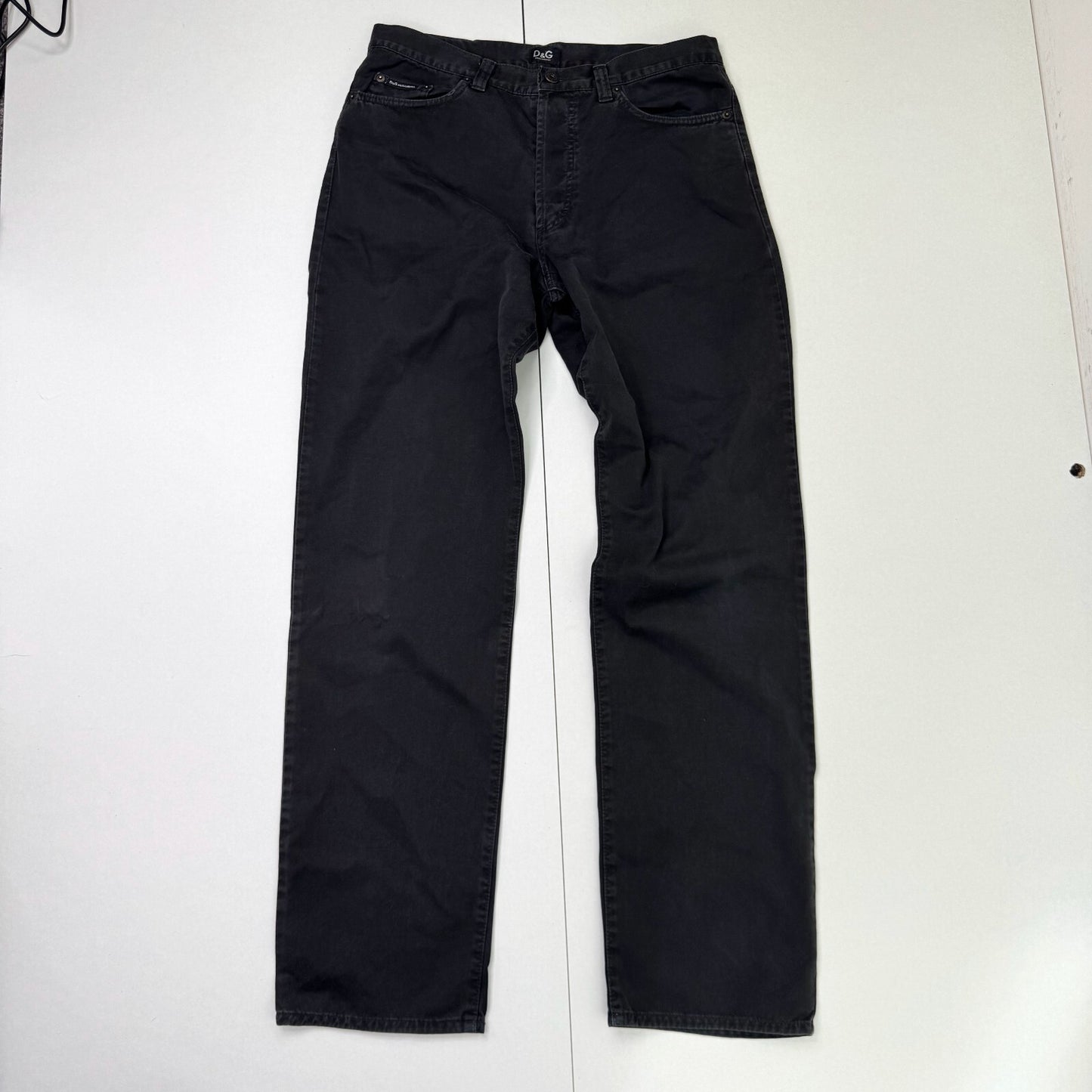 Y2K vintage Dolce & Gabbana straight leg jeans faded black denim wash