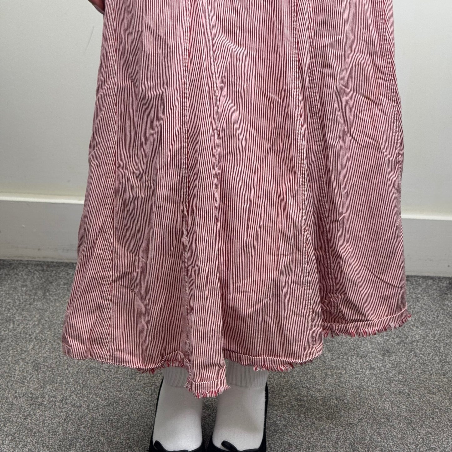 Y2K vintage Per Una maxi skirt cotton pinstripe a line floral embroidered boho