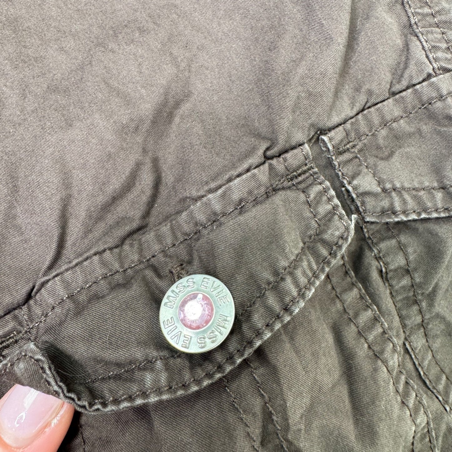 Y2K vintage low rise cargo trousers pants utility baggy rhinestone pockets