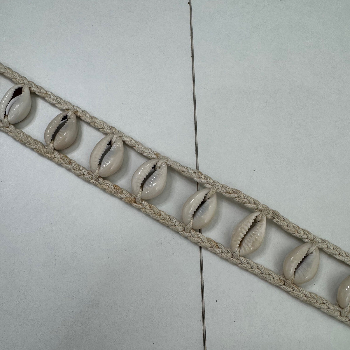 Y2K vintage belt shell woven braided skinny thin beige sea adjustable bow