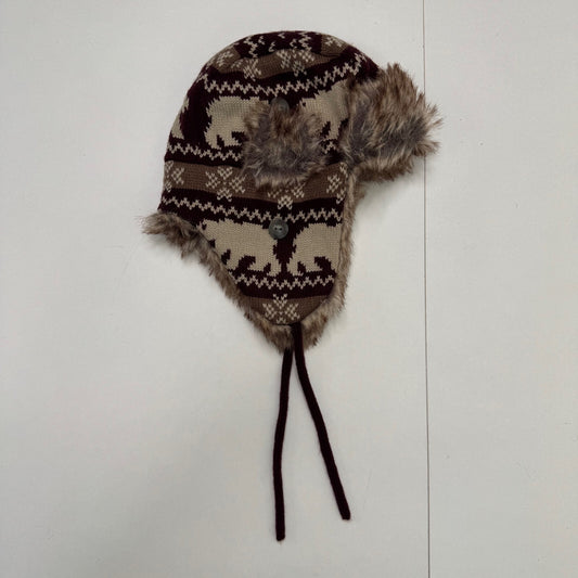 Y2K vintage trapper hat faux fur trim bear knit pattern snowflake aztec unisex