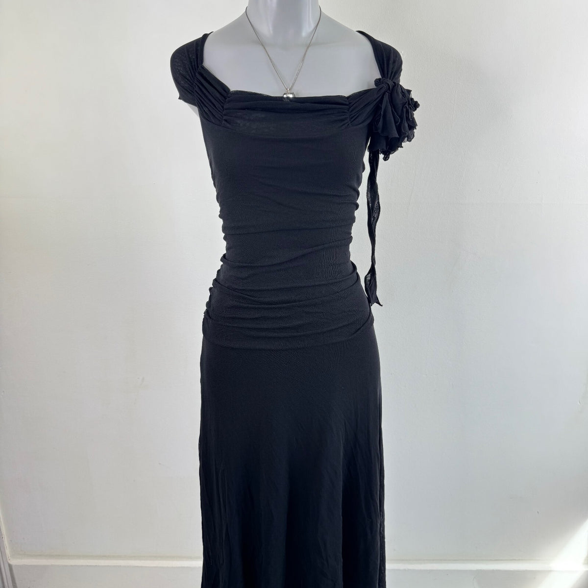 Y2K vintage Per Una mesh maxi dress fairy ruched asymmetrical floral