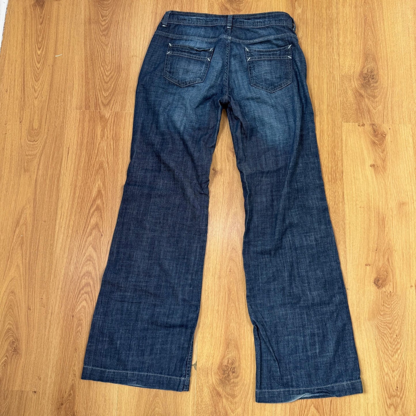 Y2K vintage bootcut denim jeans low rise faded dark blue wash cargo baggy fit