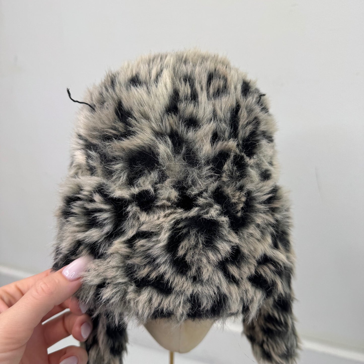 Y2K vintage trapper hat leopard print faux fur