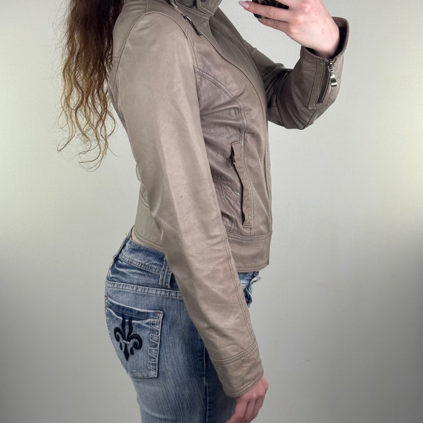Y2K vintage Ted Baker high neck zip up leather jacket moto archive asymmetrical