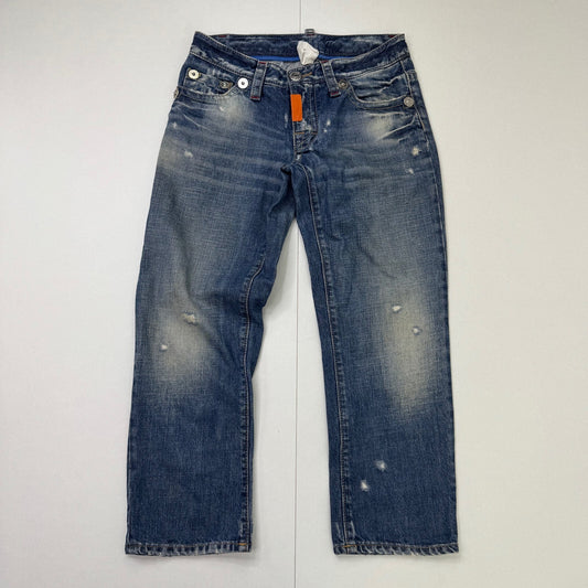 Y2K vintage DSQUARED2 capri jeans denim cropped low rise faded distressed