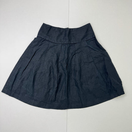Y2K vintage 100% linen midi skirt a line above knee length black