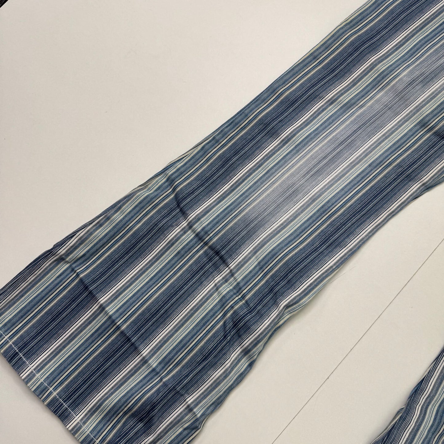 Y2K vintage tailored bootcut trousers pinstripe belt fringe blue stretchy