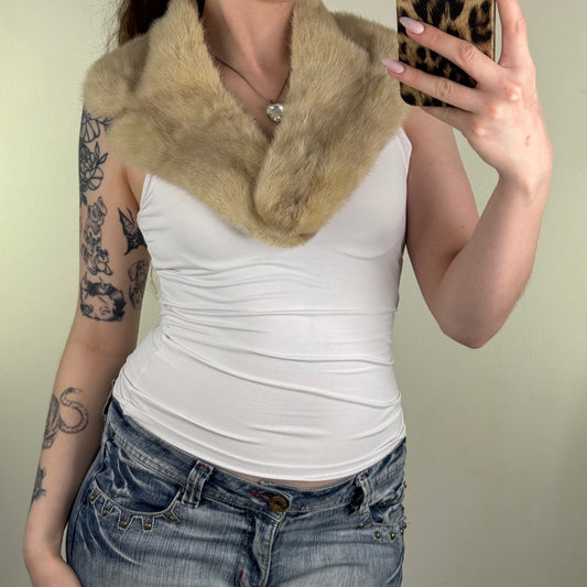 Vintage 1960s/70s mink stole scarf pastel blonde cream