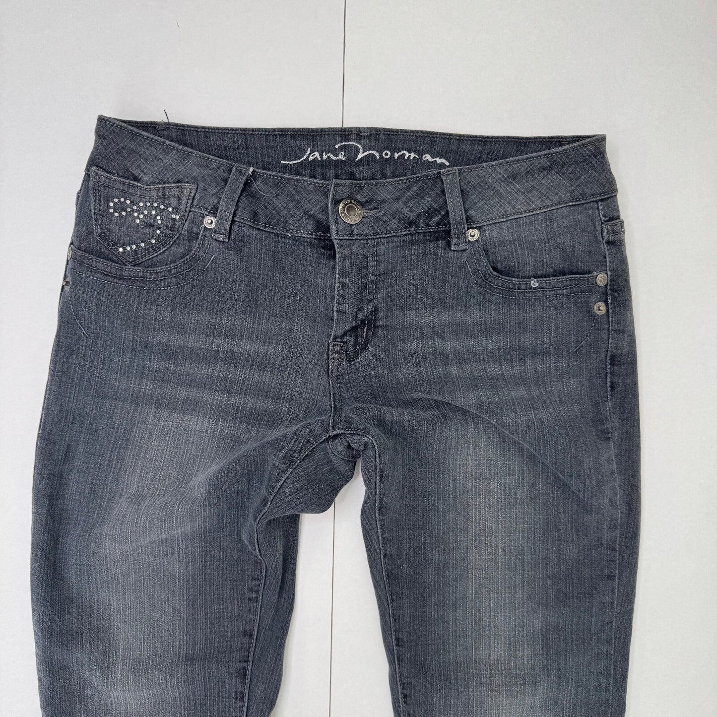Vintage Jane Norman low rise denim jeans skinny stretchy rhinestone