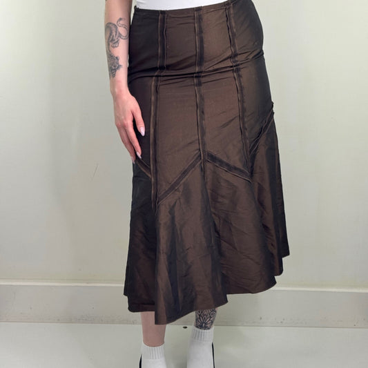 Y2K vintage Per Una midi skirt a line shiny stitch flowy boho