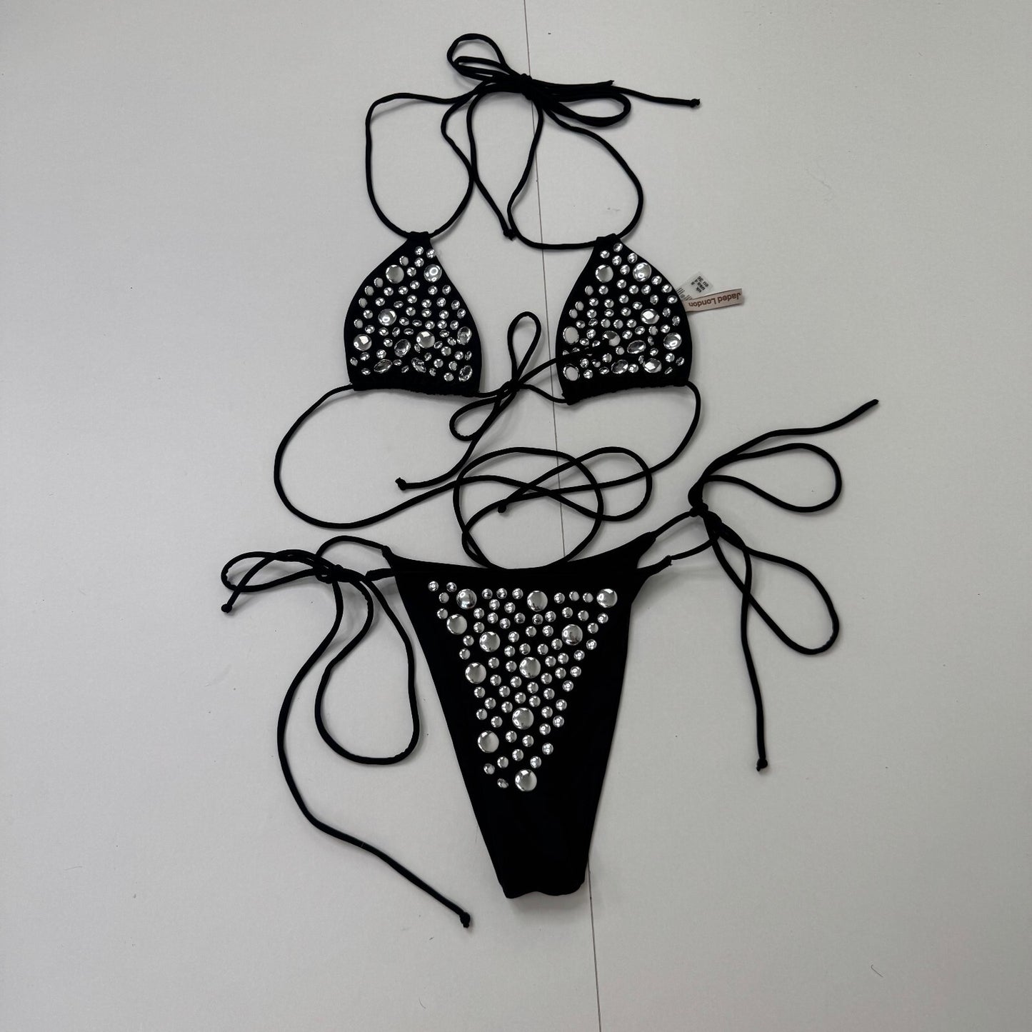 Jaded London Silvra studded bikini set matching top and bottoms