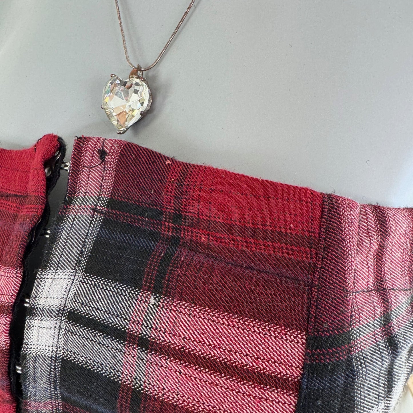 Urban Outfitters tartan corset top lace up back hook and eye