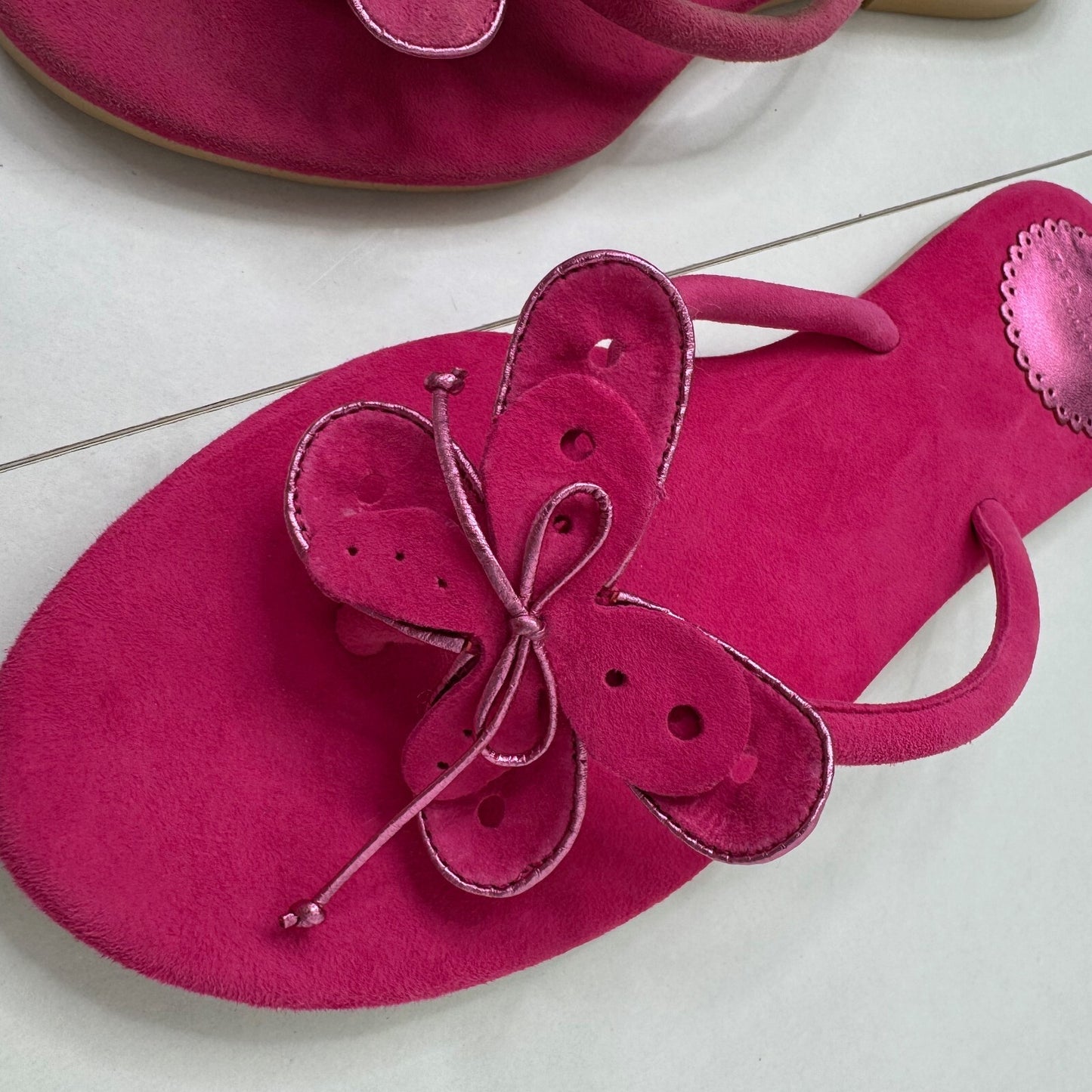 Y2K vintage Ted Baker flip flops sandals suede butterfly slip on summer