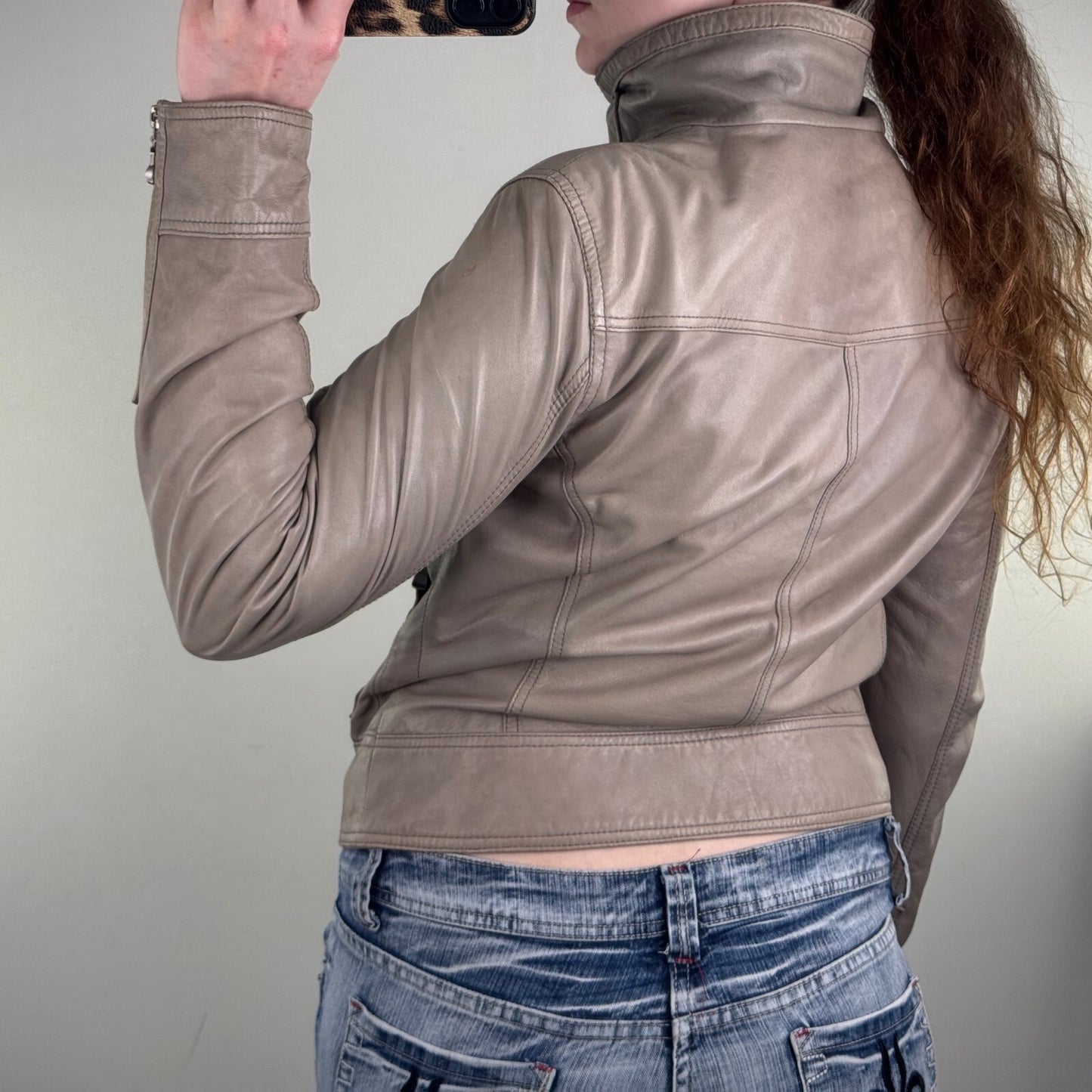 Y2K vintage Ted Baker high neck zip up leather jacket moto archive asymmetrical