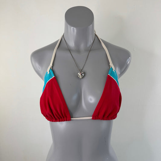 Y2K vintage halter neck bikini top sporty beaded tie bow