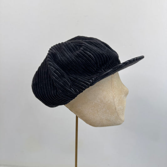 Y2K vintage baker boy hat newspaper corduroy black unisex