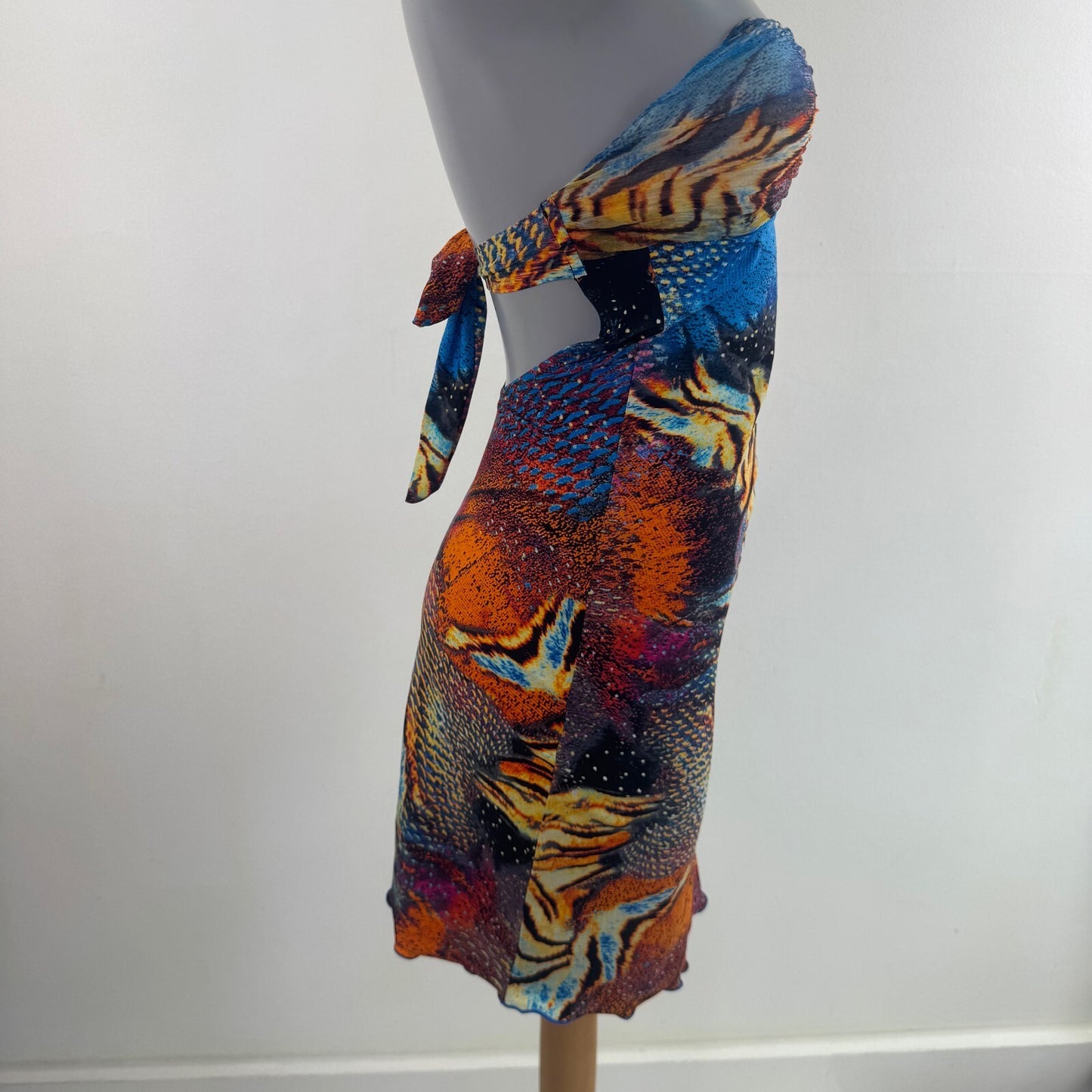 Y2K vintage swimwear dress cover up strapless abstract animal print mini short