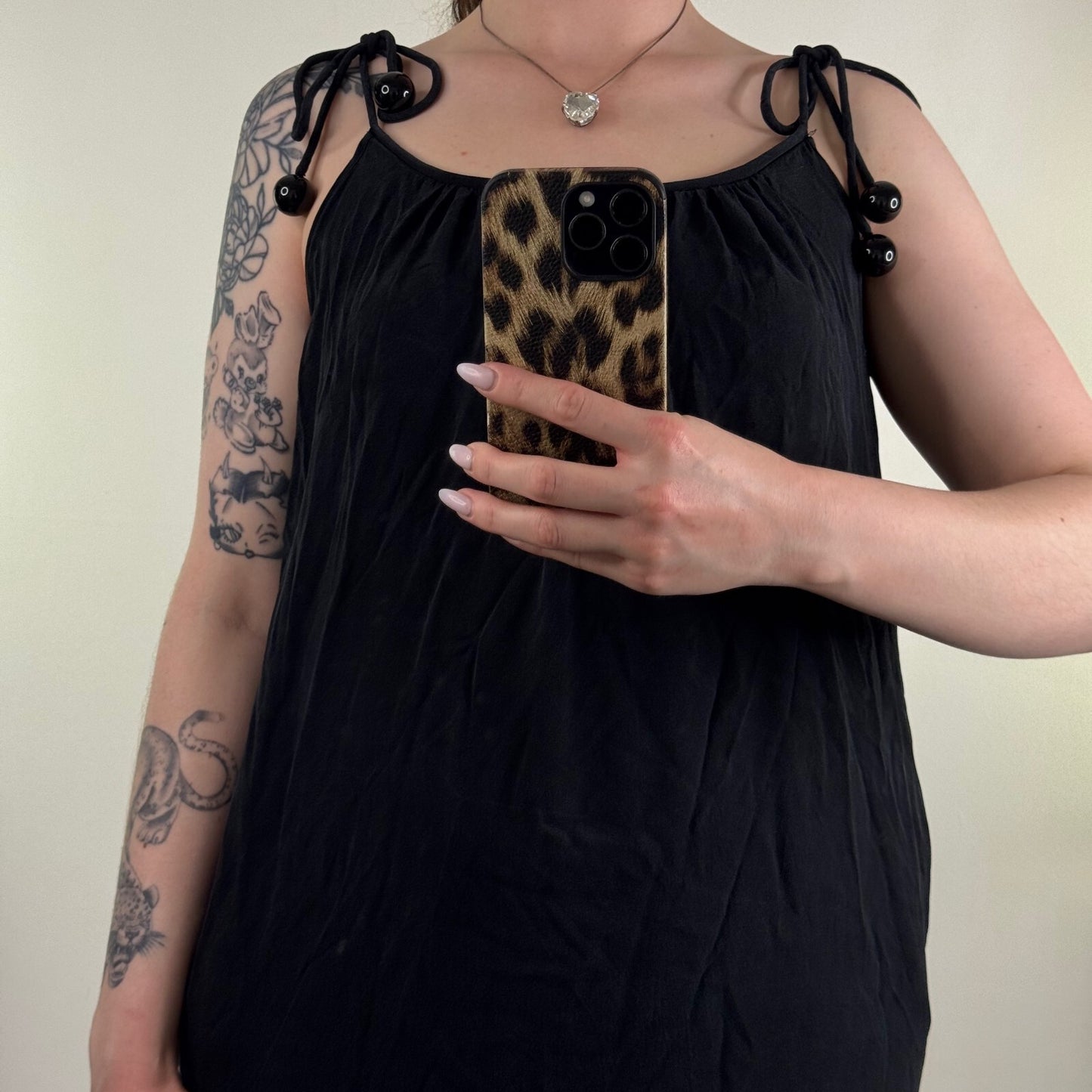 Y2K vintage Jaeger 100% silk midi dress ruffle bead straps bow frilly pockets