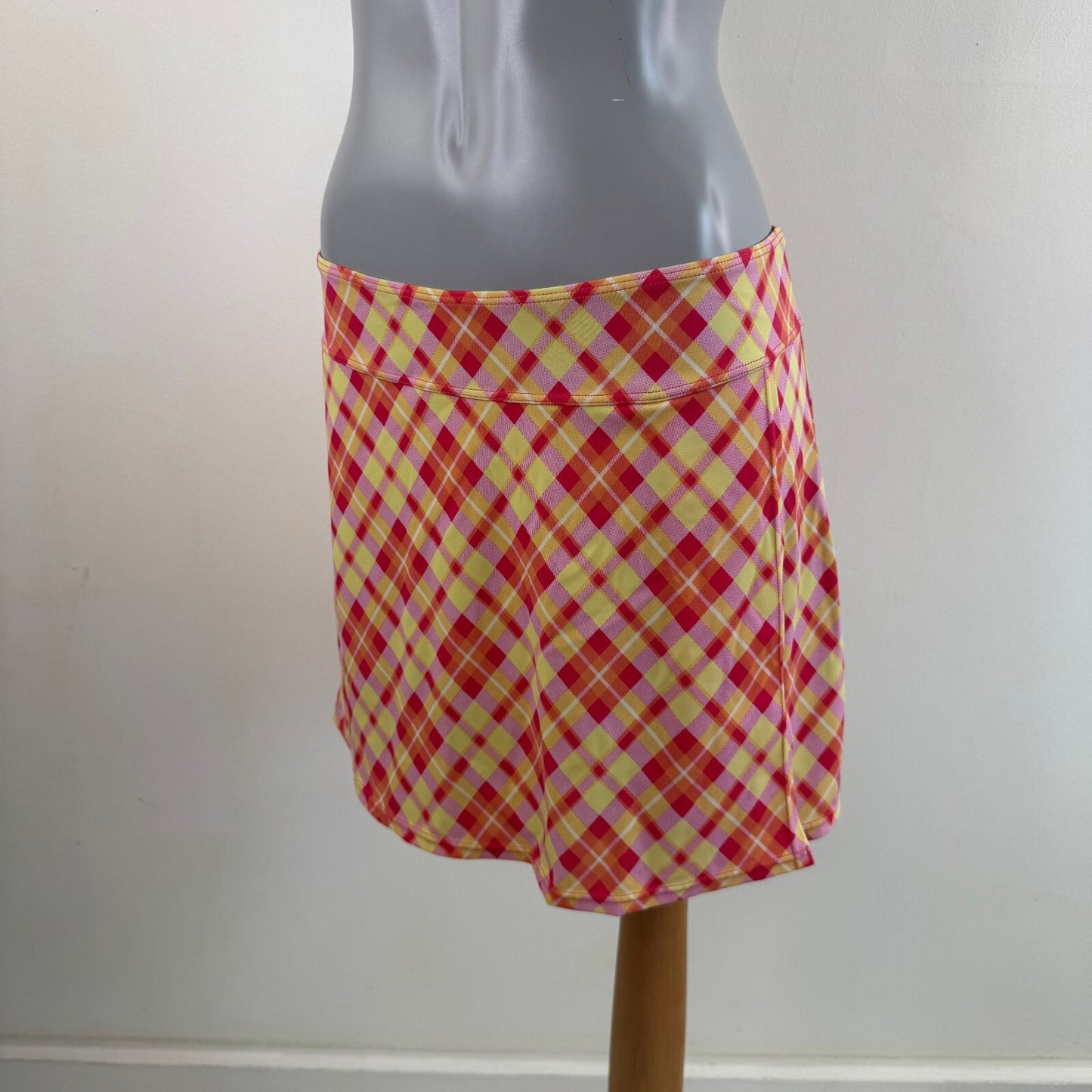 Y2K vintage swim mini skirt cover up tartan check print