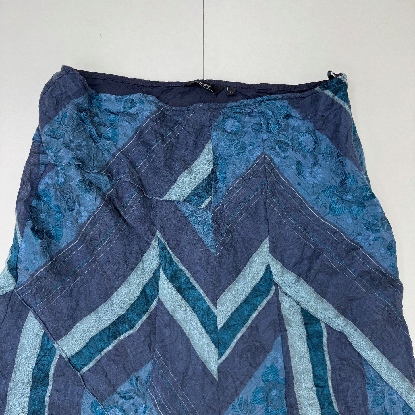Y2K vintage Per Una maxi skirt patchwork stripe floral chevron pattern blue