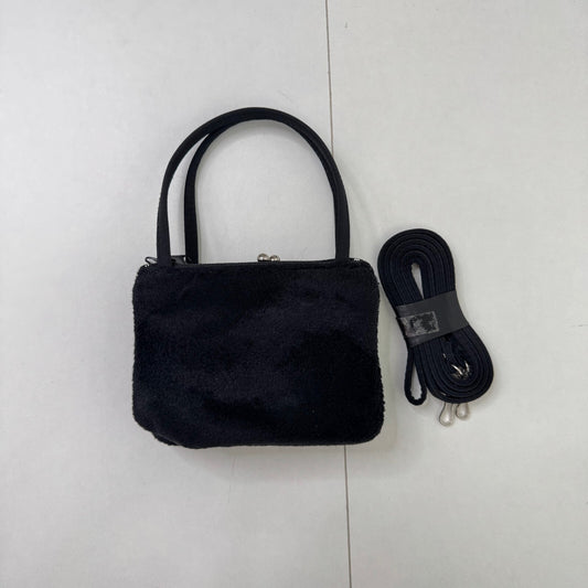 Y2K vintage micro mini handbag fuzzy fluffy clasp with crossbody bag black