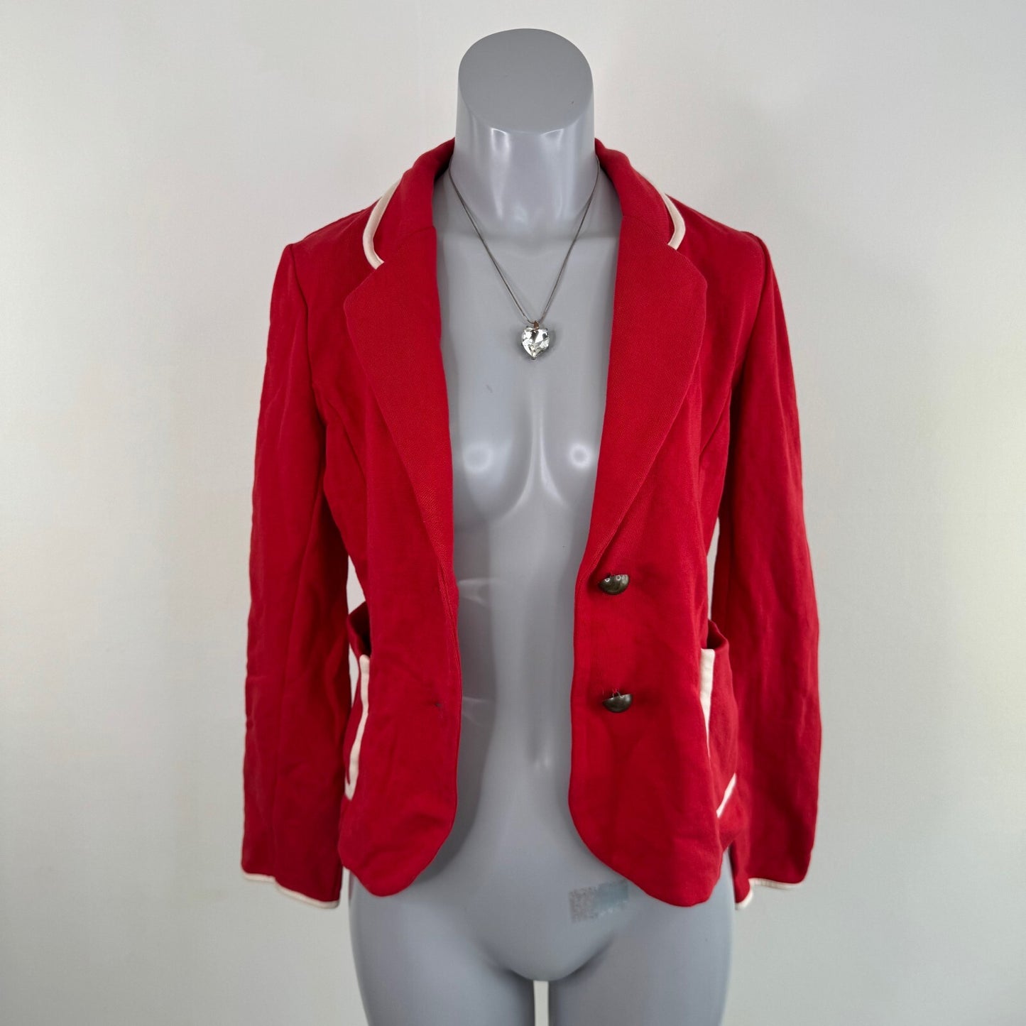 Y2K vintage button up jacket blazer tailored smart office v neck contrast suit